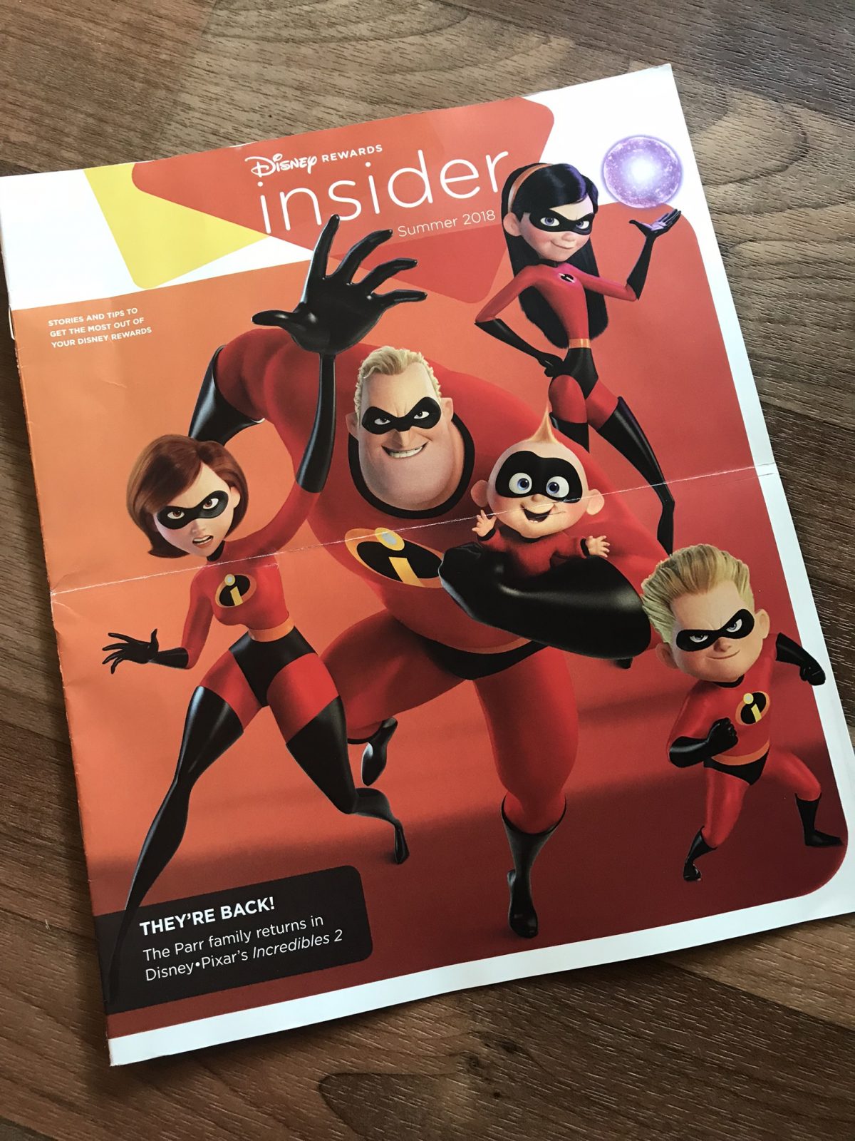 Disney Rewards Insider magazine with the Incredibles on the front