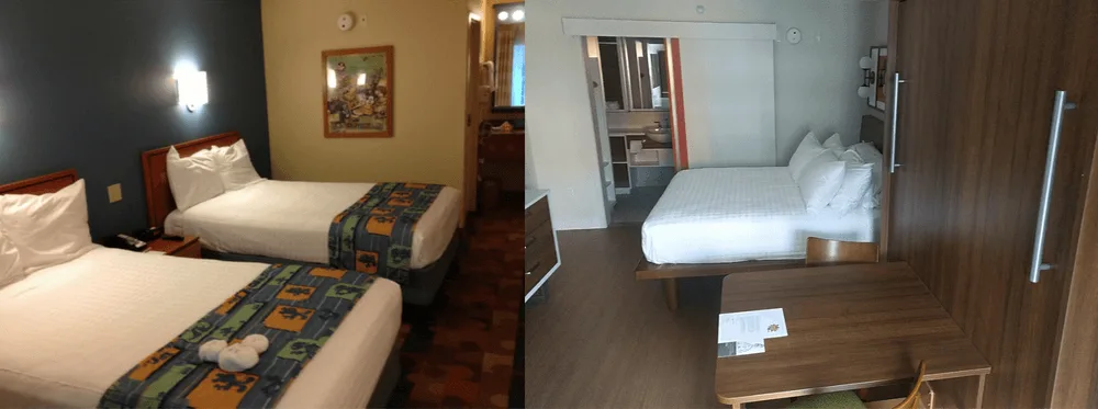 before and after photo of the rooms