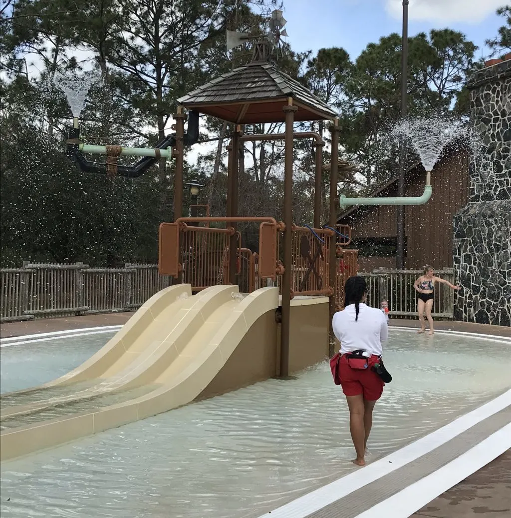 Lifeguard watching over the Water slide at Fort Wilderness Campground
