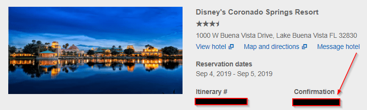 image of orbitz disney resort booking with disney confirmation number