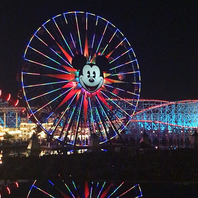 mickey mouse ferris wheel at night