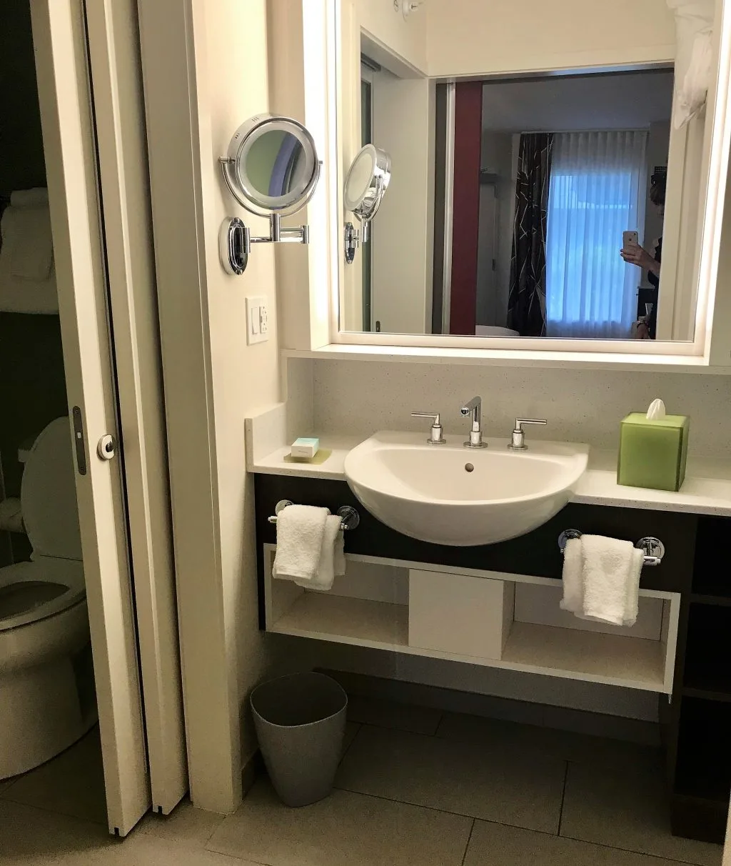 Sink area in an All Star Movies Resort refurbished room