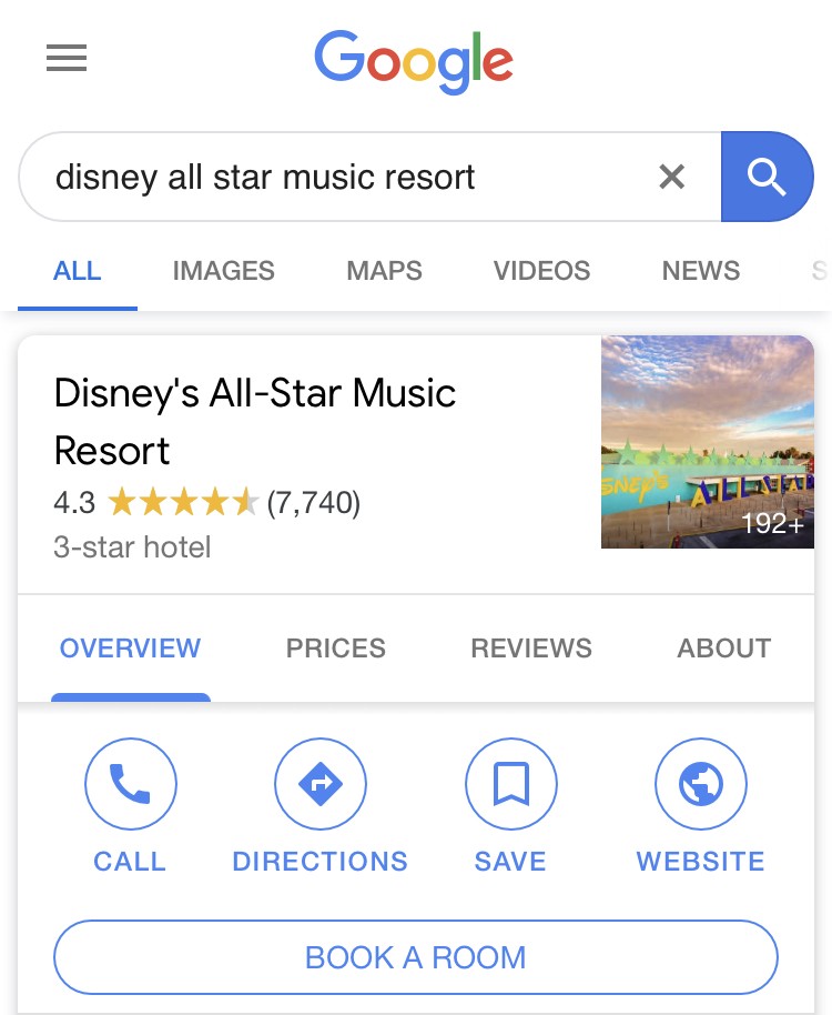 search for disney world resort name