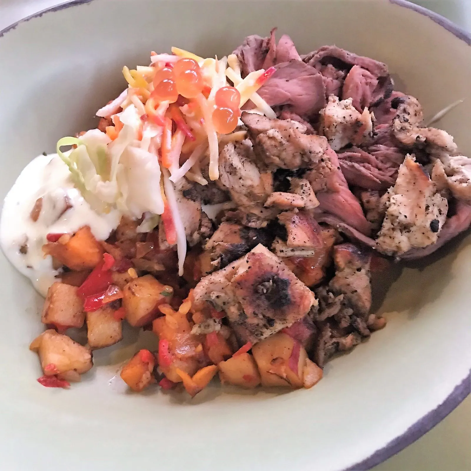 combo bowl on sweet potato hash satuli canteen