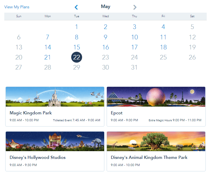 planning disney fastpasses date selection screen