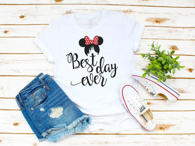 best day ever minnie mouse and cinderella's castle t-shirt
