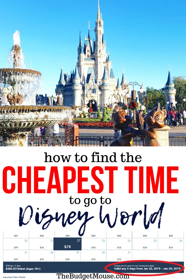 how to find the cheapest time to go to Disney World pinterest image