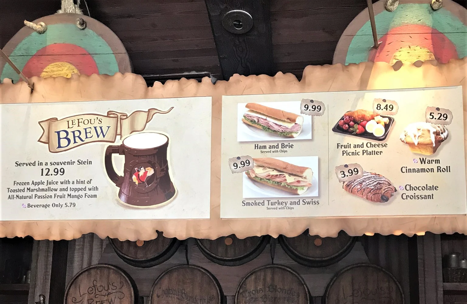 gaston's tavern menu sign