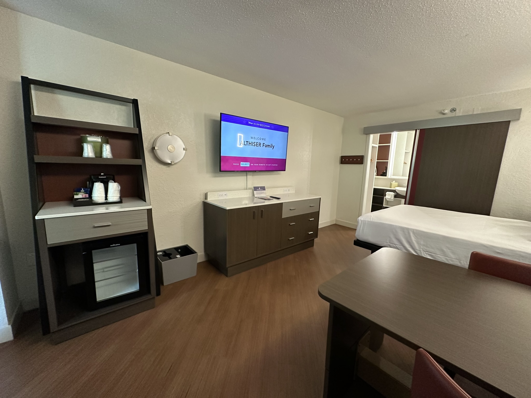 all star music resort rooms tv and storage