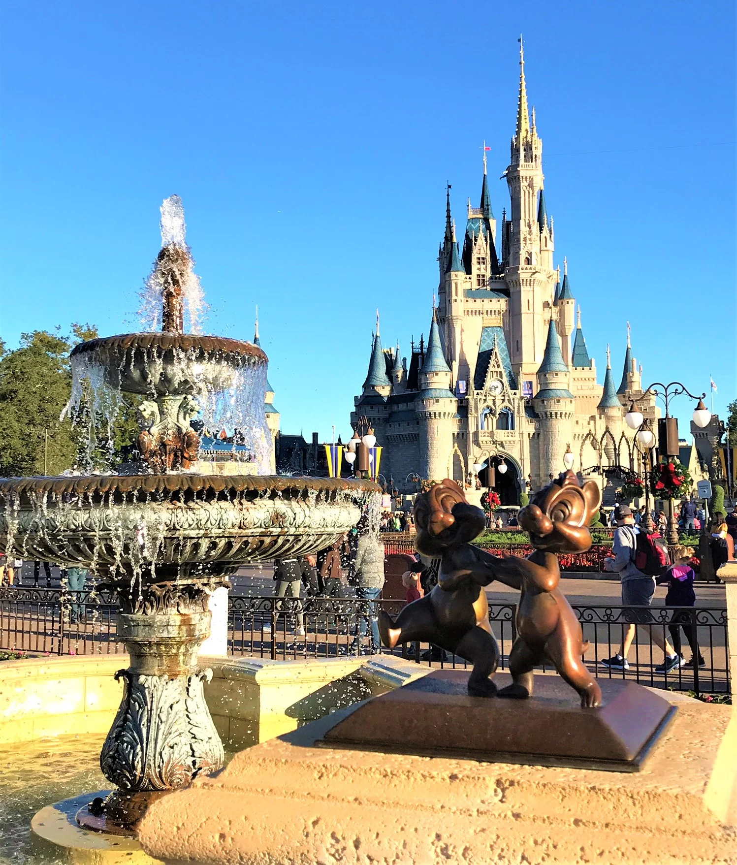 Cinderella castle with fountain in front