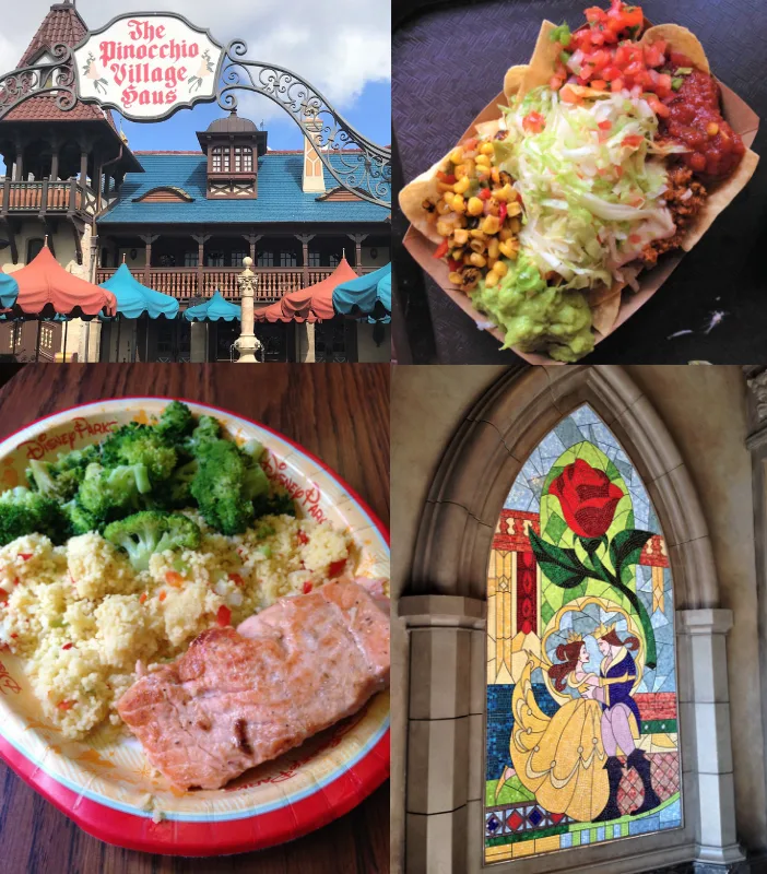 collage of food and restaurants in magic kingdom