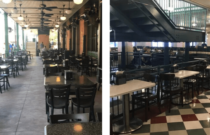 indoor and outdoor seating at pizzerizzo restaurant