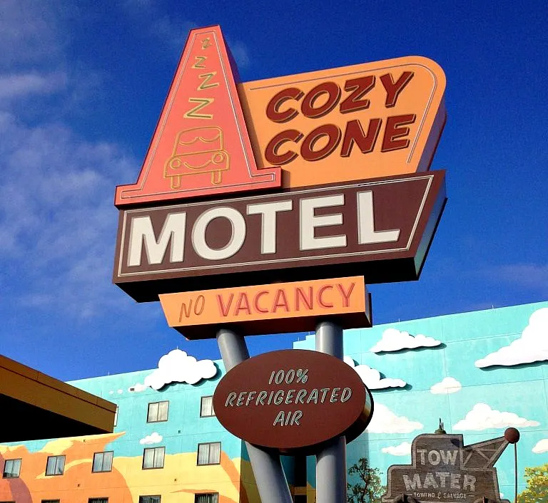 cozy cone motel sign at Disney's Art of Animation resort