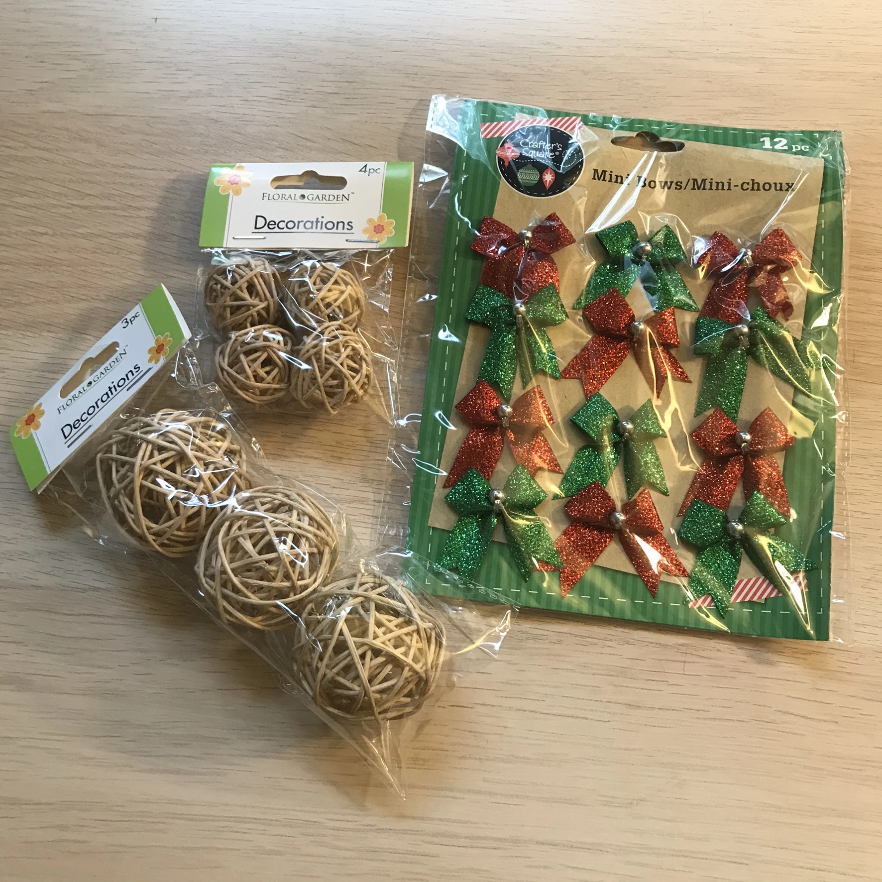 willow balls and mini bows from dollar tree