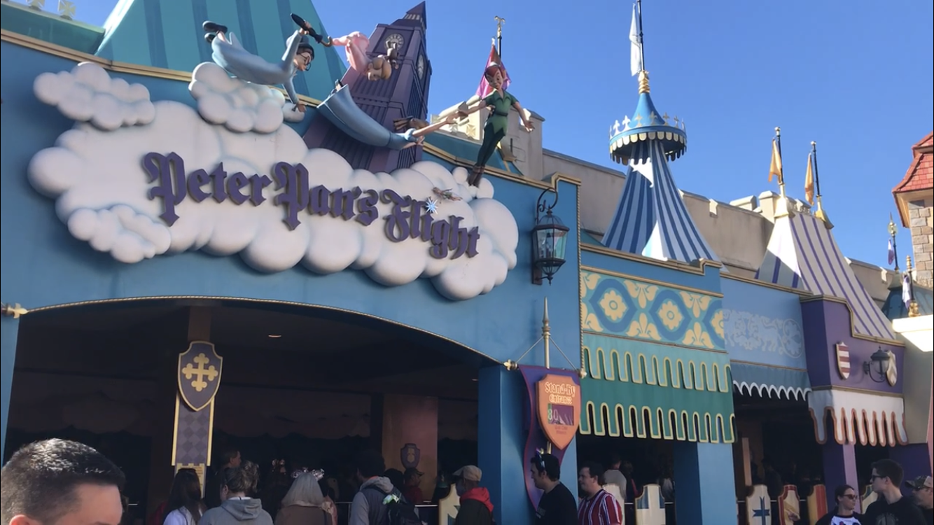 front of peter pan's flight in magic kingdom