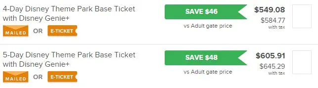tickets with genie plus already included