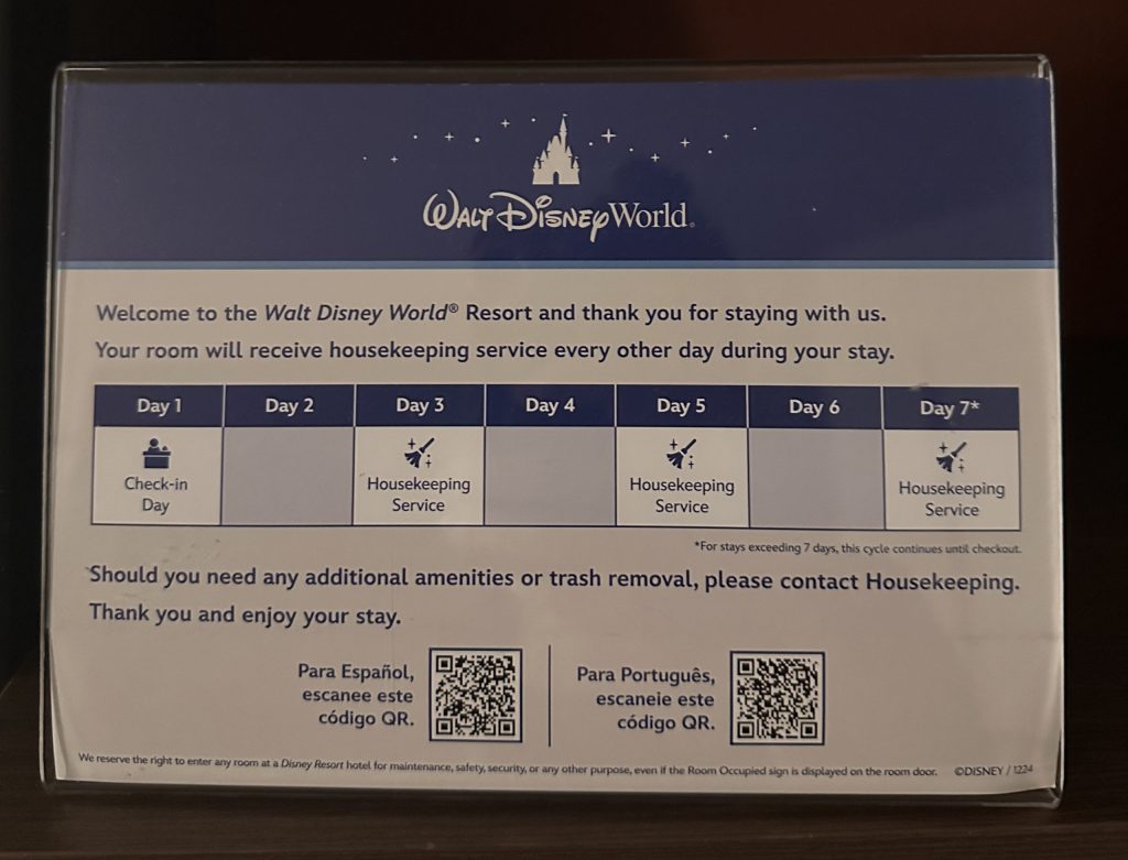 disney resort housekeeping schedule
