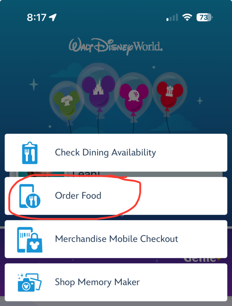 select order food to start 