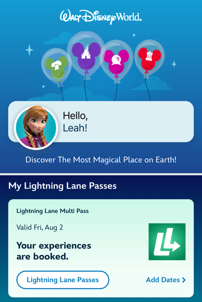 lightning lane confirmations