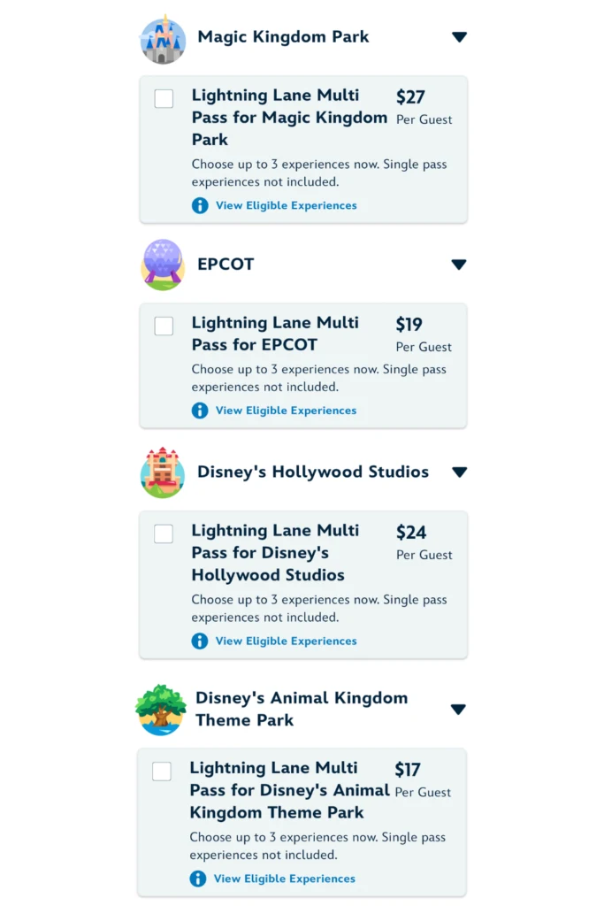 sample disney world lightning lane cost multi pass