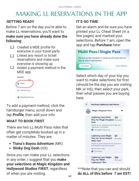 Step-by-step instructions for using Lightning Lanes